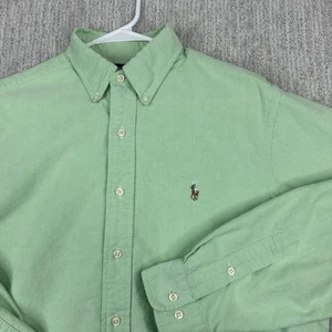 Polo Ralph Lauren Button Down Shirt Men’s Size Medium 16 33/32 Green Flesh Pony - Picture 1 of 7