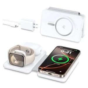 Magnetic Wireless Charger for iPhone: 3 in 1 Travel Charging Station for Apple - Picture 1 of 8