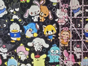 Custom 100% Cotton Woven Fabric Hello Kitty Sanrio Black By The 1/4 Yard - Picture 1 of 2
