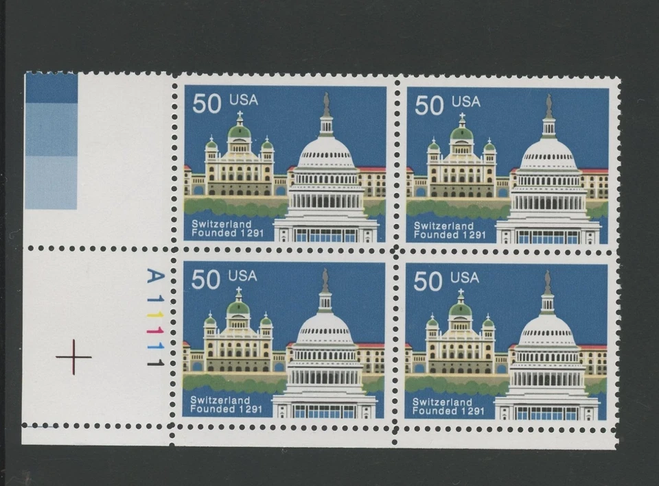 US 2532, 1991 50c SWITZERLAND, LL PBOF4, MNH (US5006) - Image 1 of 1