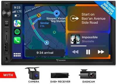 DAB+ Eonon Android 14 7" IPS Doppel DIN Autoradio GPS Navi FM AM CarPlay WiFi BT - Bild 1 von 4