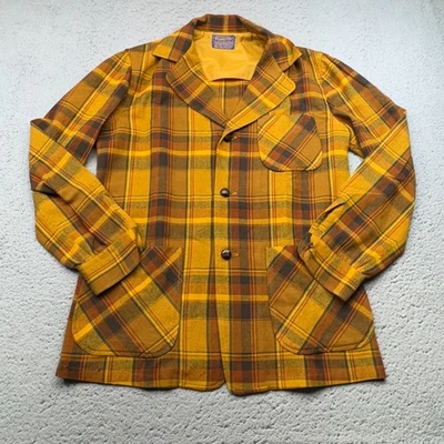 Vintage Pendleton Jacket Mens Small Plaid Wool Outdoors Made USA 60s - Image 1 of 4