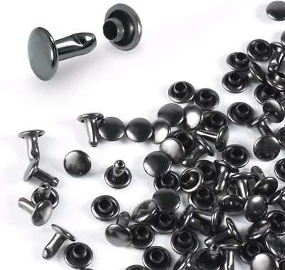 200Sets Leather Rivets 6mm Double Cap Rivets Tubular Metal Studs Leather Riv... - Image 1 of 4