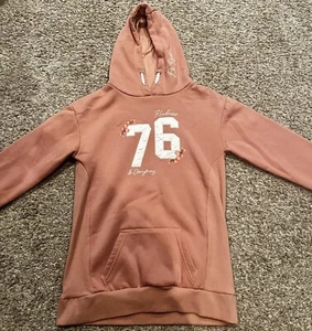 Girls Primark Size 11 12 Yrs Fleece Hoodie Pink 76 Kindness is Everything Pocket - Picture 1 of 4
