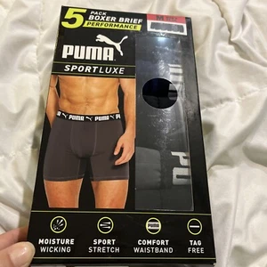 Puma Men's Microfiber Boxer Brief SportLuxe Performance, 5 Pack Black Multi - Picture 1 of 4