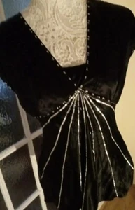 Coast women's Pure silk Black Sequin short sleeve Top Sz12. Exquisite. - Picture 1 of 6