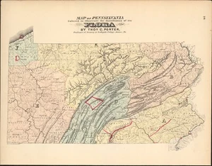 1872 Pennsylvania Flora antique map ~ 17.2" x 13.3" hand colored - Prof. Porter - Picture 1 of 6