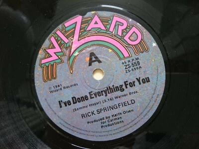 Rick Springfield I'Ve Done Everything For/Believe Me OZ 70s Wizard Label - Image 1 of 2