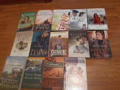 Lot Of 14 Christian Romance, Karen Kingsbury, Beverly Lewis, Jan Karon, Hill - Image 1 of 4