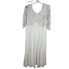 Jkara Womens size 16 Geo Ivory White Beaded 3/4 Sleeve Long Dress