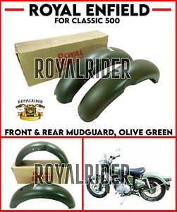 Fits Royal Enfield FRONT & REAR MUDGUARD, OLIVE GREEN For Classic 500