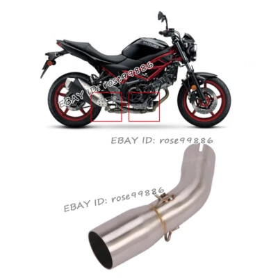 For Suzuki SV650 2016-2025 Motorcycle Mid Exhaust Link Pipe Stainless Steel Tips - Image 1 of 4