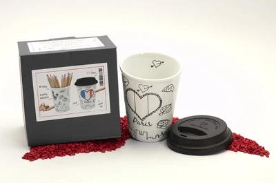 Könitz Porzellan Coffee to Go Becher City Mug Paris 380ml - bemalbar  - Bild 1 von 4