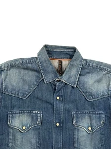 Nudie Jeans Men’s Blue Denim Pearl Snap Western Shirt - Size Medium - Picture 1 of 10