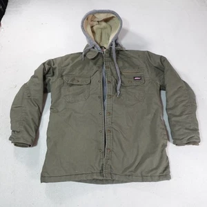 Dickies Jacket Mens Medium Green Hooded Sherpa Lined Workwear Canvas Coat Winter - Picture 1 of 18