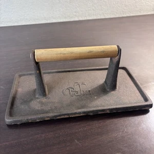 Palm Restaurant Cast Iron 8 3/4” Stovetop/Grill Press With Wooden Handle - Picture 1 of 10