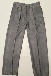 VTG Mens Polo Ralph Lauren Wool Tweed Houndstooth Plaid Pants-34x32-Made In USA - Picture 1 of 16