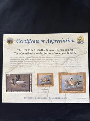 JDS15 - Junior Federal  Duck Stamp. Single. MNH With Certificate Of Appreciation - Image 1 of 4