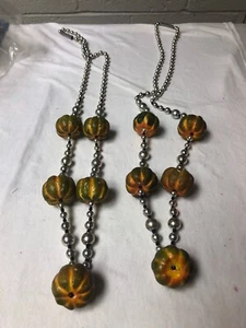 2x Pumpkins Spooky Necklace Halloween Mardi Gras 48 Inches New - Picture 1 of 2