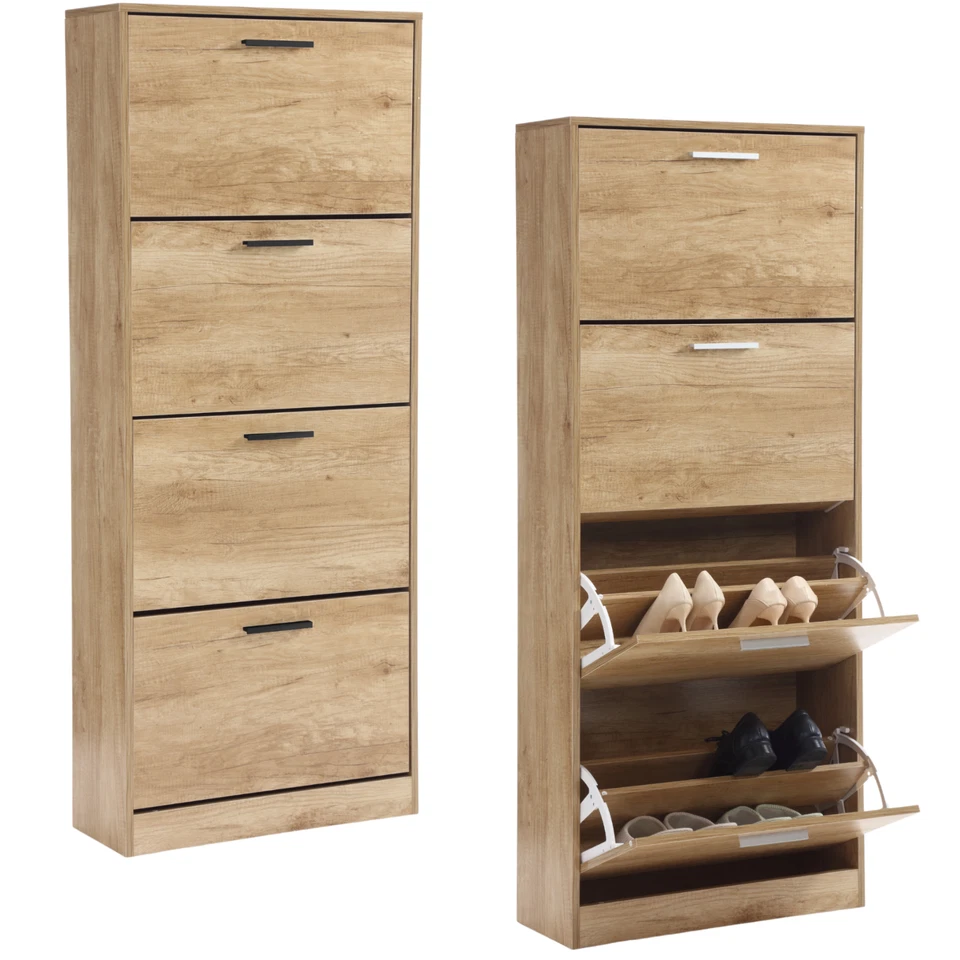 SCARPIERA SALVASPAZIO 4 ANTE RIPIANI INGRESSO SLIM MOBILE PORTA SCARPE LEGNO - Immagine 1 di 1