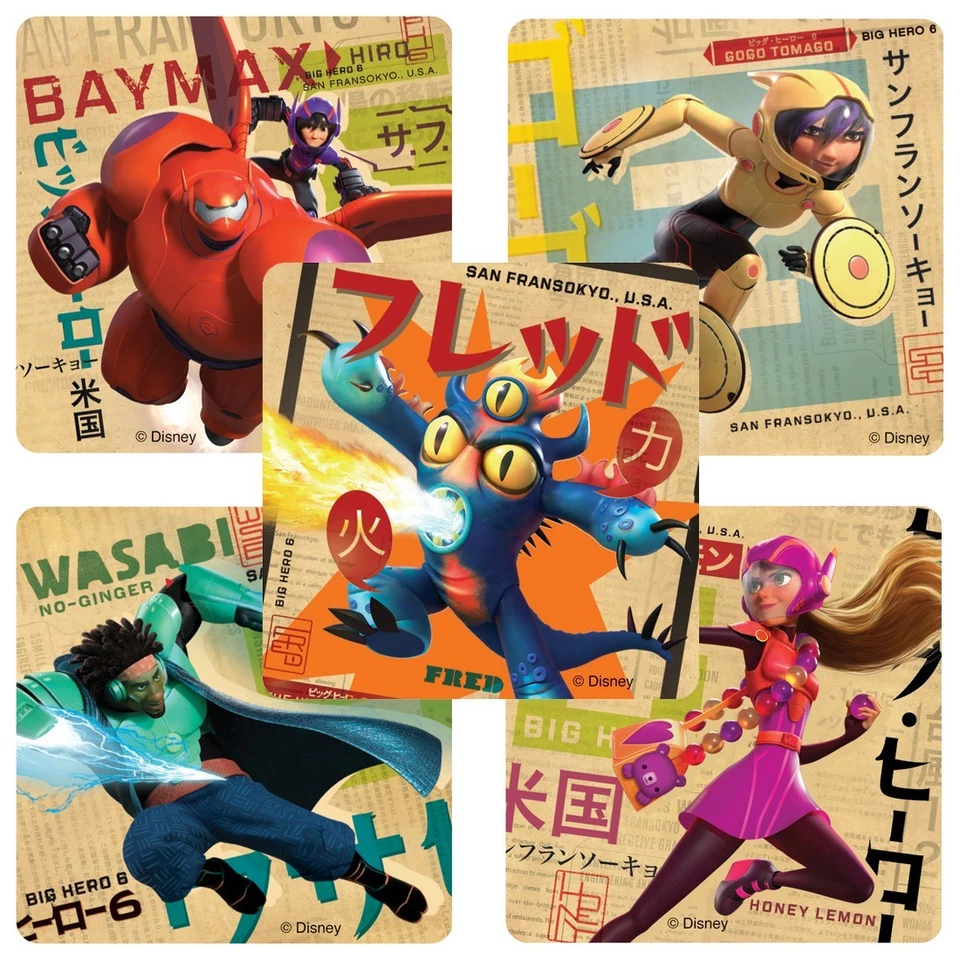 Big Hero 6 Stickers x 5 pieces - Favours - Birthday Supplies - Hiro Baymax Party
