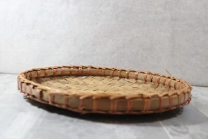 NoS-Round Flat Wicker basket Wall hanging Tray Farmhouse Wall Woven 10x1/2in - Picture 1 of 3