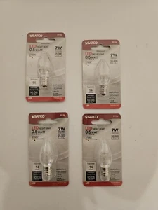 4-Pack .5 W C7 LED Night Light Candelabra Bulb for Lamp Nightlight Satco S9156 - Picture 1 of 3