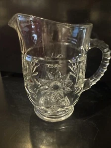 Anchor Hocking Pitcher Star Of David 1960's Clear Glass Starburst Pint Vintage - Picture 1 of 11