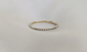 Sterling Silver 10 Round CZ Thin Stackable Wedding Anniversary Band Ring Sz 6.75 - Picture 1 of 5