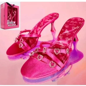 ALDO BARBIE MOVIE Heels 7 PINK FUSCHIA CRYSTAL MULE HEEL NEW W BOX - Picture 1 of 6