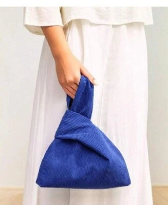 Muñequera o Asa Bolsa Bolso Cartera Ligero Plegable Azul Pana NUEVO Foto 1 de 4