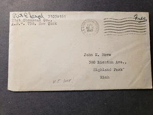 APO 758 NANCY, FRANCE 1945 WWII Army Cover 21 CHEMICAL Co w/ VJ DAY note APO 171 - Picture 1 of 3