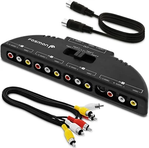 Fosmon Cinch Splitter mit 4-Wege Audio Adapter, Video Cinch Schalter Auswahl Box + - Bild 1 von 12