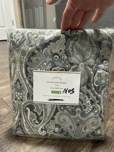 Pottery Barn Mackenna Drape 50x84 Pole Linen cotton blend BLUE - Picture 1 of 6