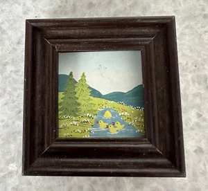 Casa de muñecas pintura en miniatura paisaje pinos flores patos 1:12 - Imagen 1 de 3