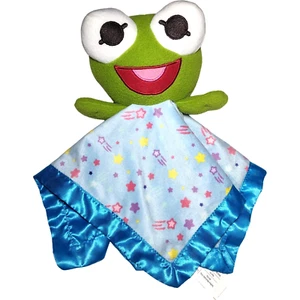 Disney Baby Kermit Security Blanket Lovey Blue Satin Shooting Star Rattle Toy - Picture 1 of 3