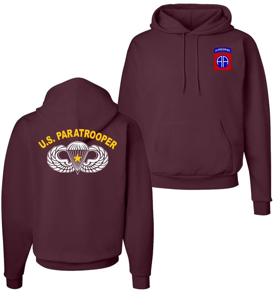 82nd Airborne Division COMBAT Jump Wings Paracaidista Granate Sudadera con Capucha Sudadera Foto 1 de 1