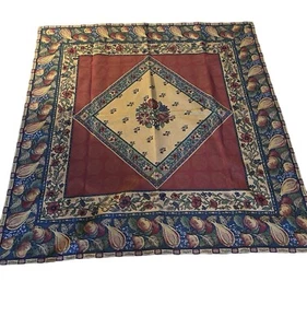 Vtg Fruits flowers abound frensh  jacquard woven tapestry throw, Floral Harvest. - Picture 1 of 7