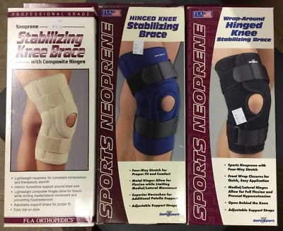 Nuevo soporte estabilizador de rodilla con bisagras de neopreno envolvente ortopédico FLA Foto 1 de 4
