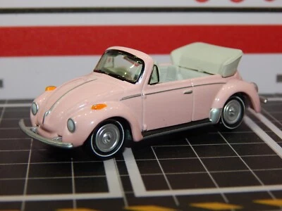 '75 1975 VW Beetle 1600 Cabriolet PINK White Roof Up Diorama Replica 1/64 MINT - Image 1 of 4