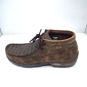 Twisted X Men's Chukka Driving Moc Toe Caiman Print & Brown Shoes MDM0067 Sz 12M - Picture 1 of 12