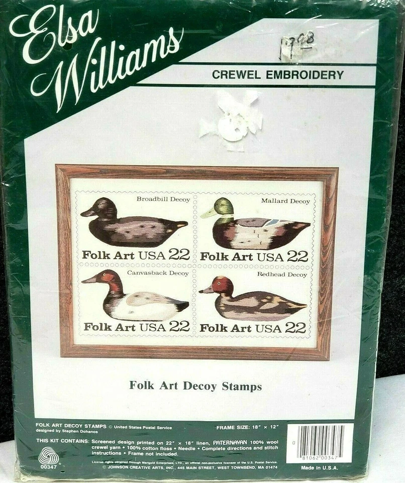 Kit de bordado crewel de Elsa Williams arte popular señuelo de pato estampillas 18" x 12" NUEVO de colección Foto 1 de 1