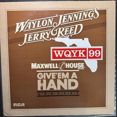 Waylon Jennings/Jerry Reed Give 'Em A Hand Promo LP WQYK 99 MINT- Vinyl RARE! - Image 1 of 4