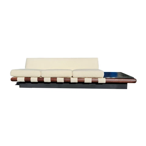 A mid-century modern platform Sofa - couch By Adrian Pearsall - black slate Cover