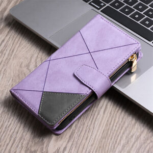 For Samsung S22 S21+ S20+ A52s A52 A53 A13 Zipper Wallet Leather Flip Cover Case