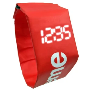 🆂  SUPREME Flexible “Paper” Digital Watch Bracelet (Red) Water-Resistant NEW - Picture 1 of 3