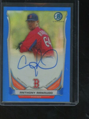 2014 年 BOWMAN CHROME ANTHONY RANAUDO 遥控蓝色反光卡亲笔签名三星狮子 053/150 — 第 1/2 张图片