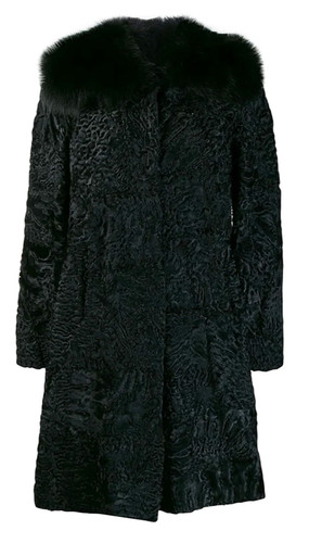 Prada Cappotto Astrakhan Jacquard nero