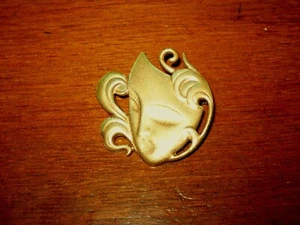 Vintage Danish 1960's Harlequin mask Brooch with Safety Lock - Picture 1 of 2