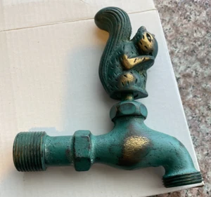 Multi-Patinated Brass Outdoor Squirrel Garden Spigot/Faucet, New - Picture 1 of 8